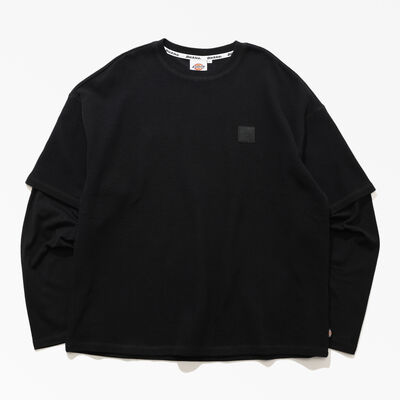 フェイク 2イン1 ワッフル L/S Tシャツ オーバーサイズフィット