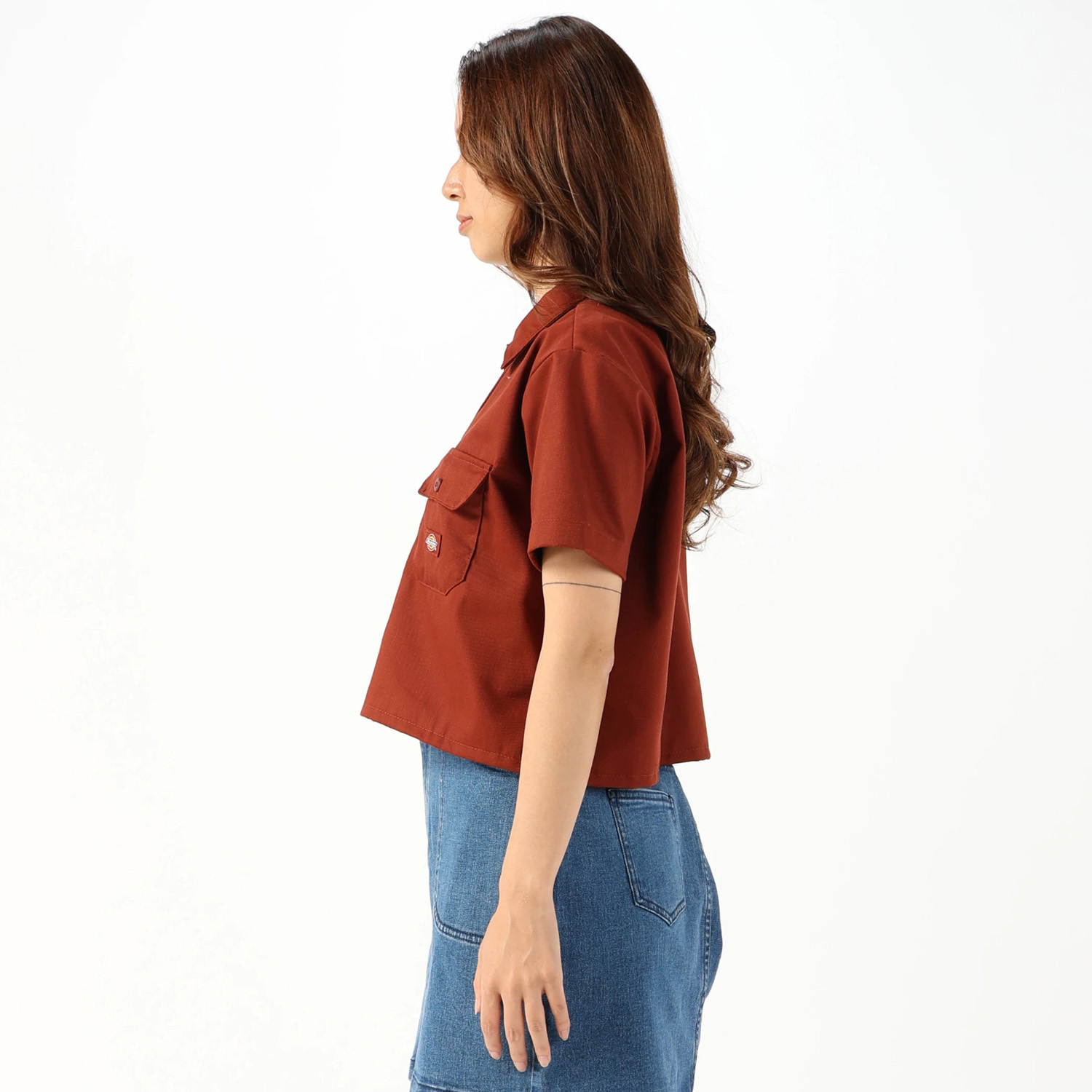 ツイル クロップド S/S ワークシャツ レギュラーフィット "FS573" image number 3