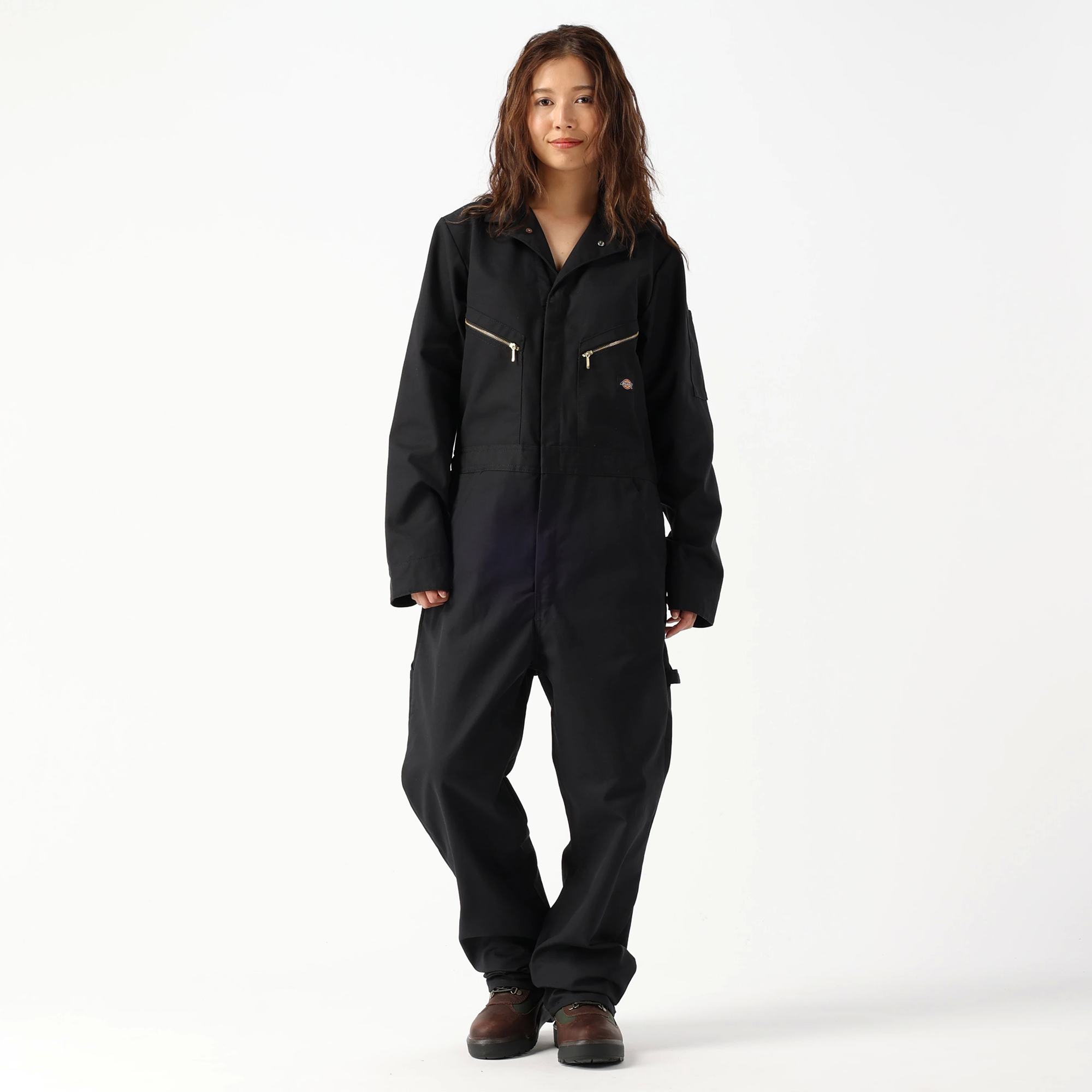 日本限定 m5782【激レア ディッキーズ】つなぎ 42 黒色 長袖 カバーオール パンツ