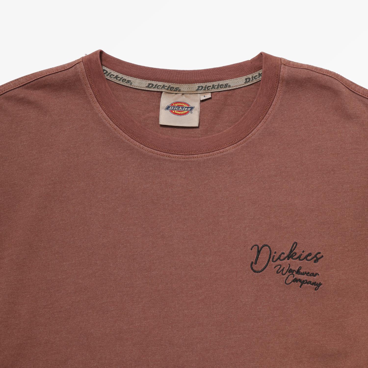 【Dickies】チェストロゴ 半袖 Tシャツ ベージュ / 送料無料 Dickies/ディッキーズ ロゴワッペン ポケットオーバーサイズ半袖