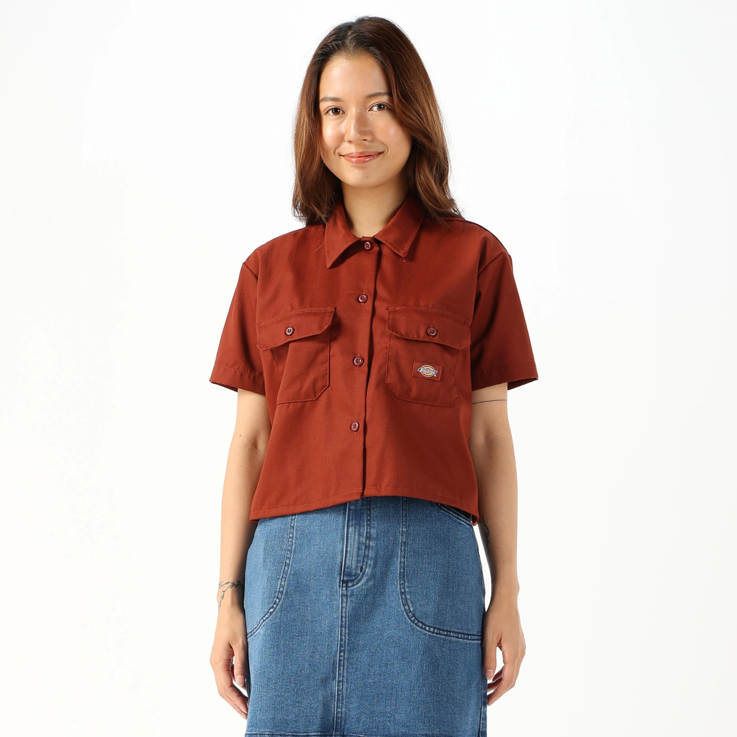 ツイル クロップド S/S ワークシャツ レギュラーフィット "FS573" image number 2