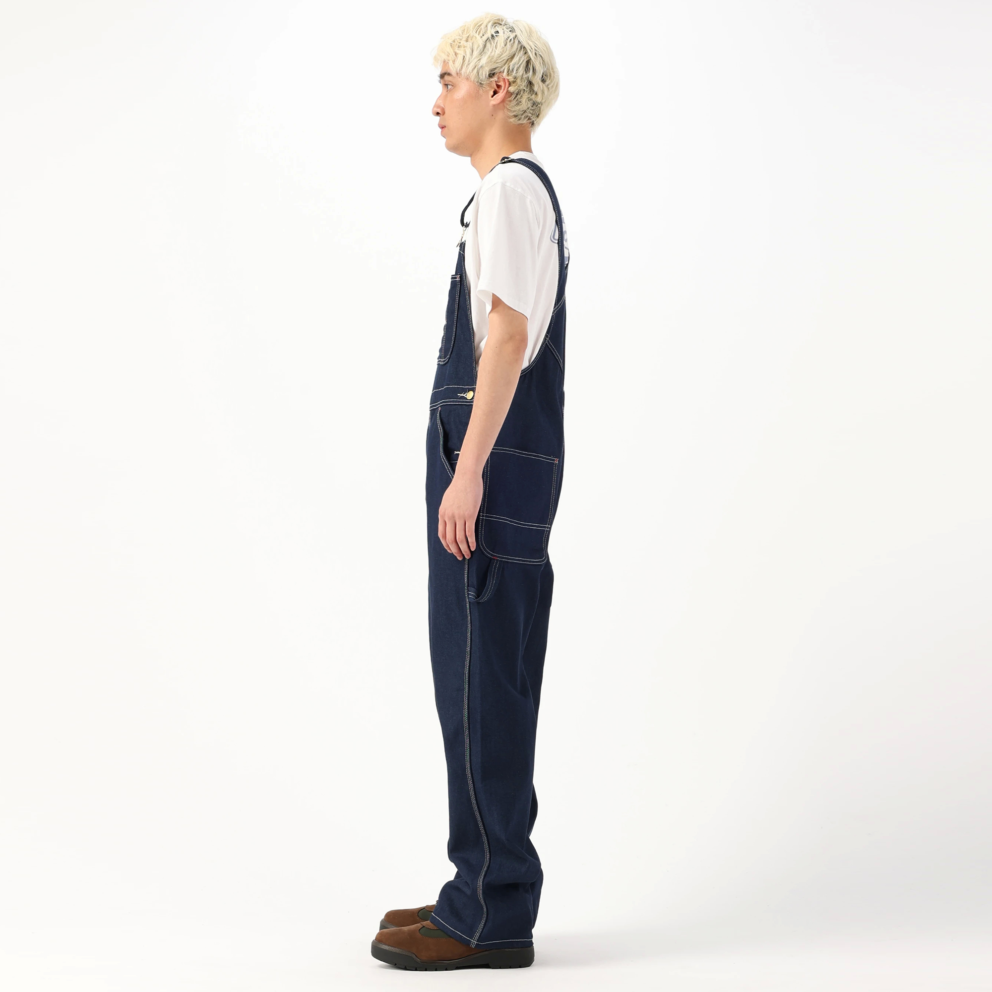 V638【Dickies】刺繍ロゴ オーバーオール【メンズ50×32】ヒッコリー デニムビブオーバーオール 