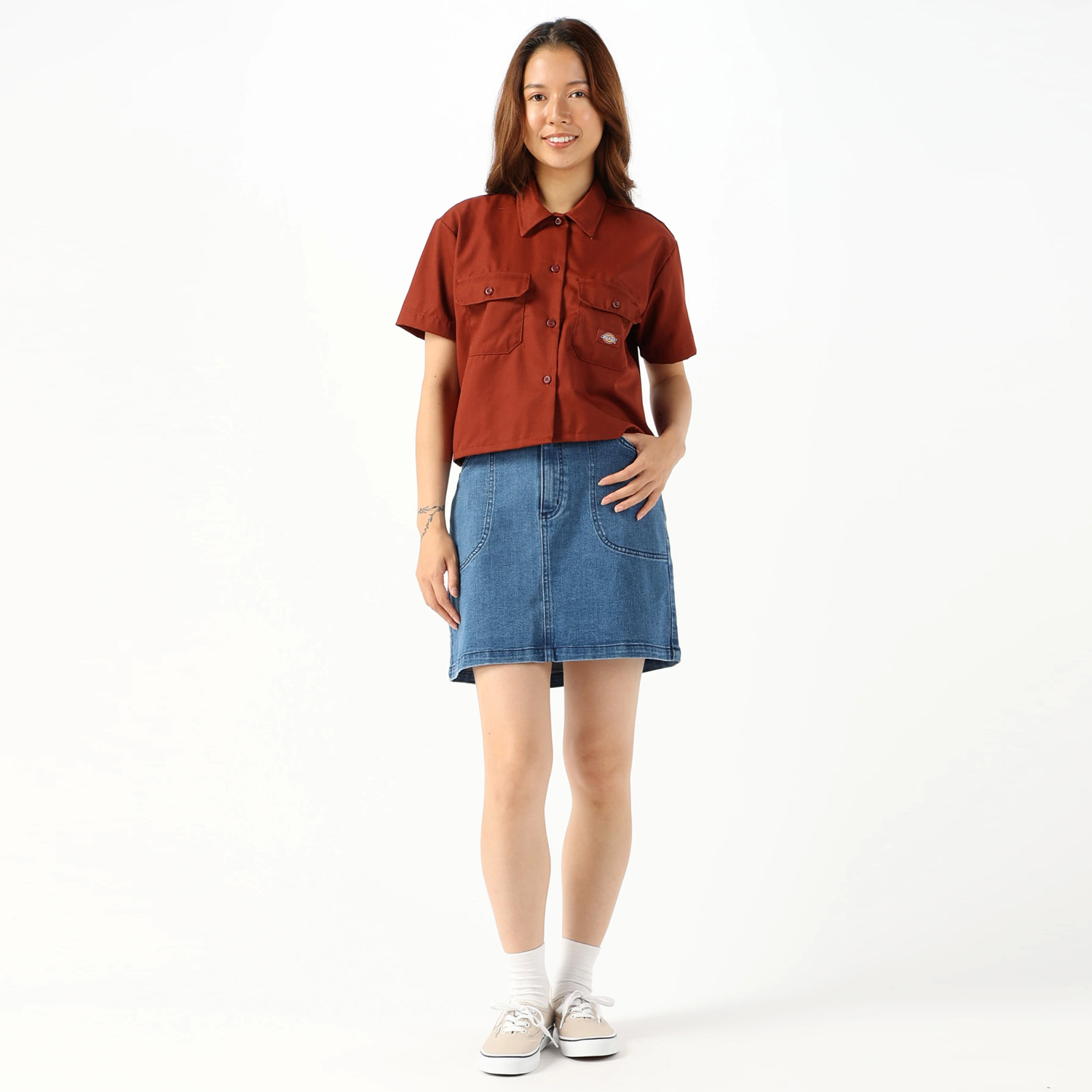 ツイル クロップド S/S ワークシャツ レギュラーフィット "FS573" image number 5